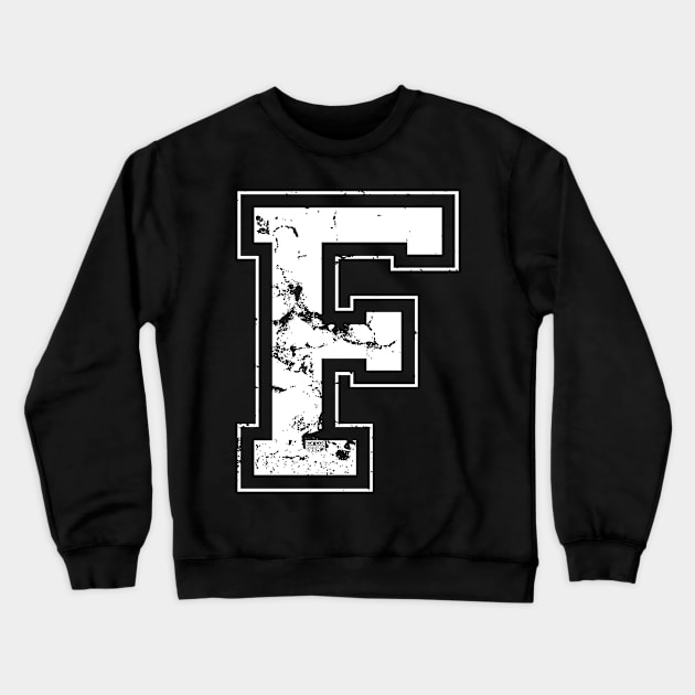 Initial Letter F White Jersey Sports Athletic Player Crewneck Sweatshirt by porcodiseno